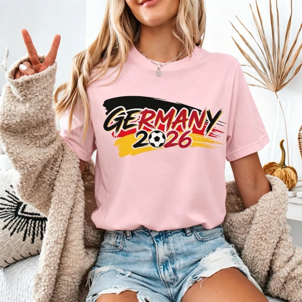 Germany 2026 Soccer Shirt German Football Fan Shirt Soccer Party Supplies Casual Daily Wear Men Women Fashion Summer Cotton Tops