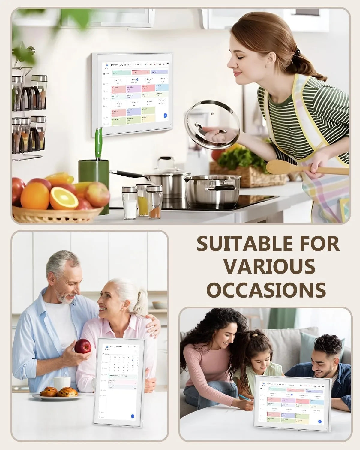 Hindetel 10 inch Digital frame Perpetual Calendar Chore Chart photo video play Smart Touchscreen Display for Family SchedulesInteractive KiosksGoWisse.com
