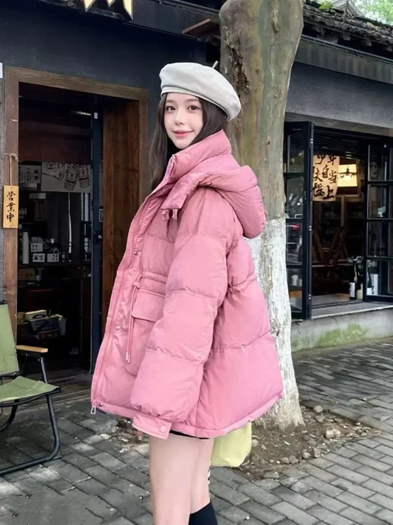Puffer Jacket Women Warm Fashion Korean Mid-length Duck Down Coat Female 2024 New Winter White Duck Down Jacket Women