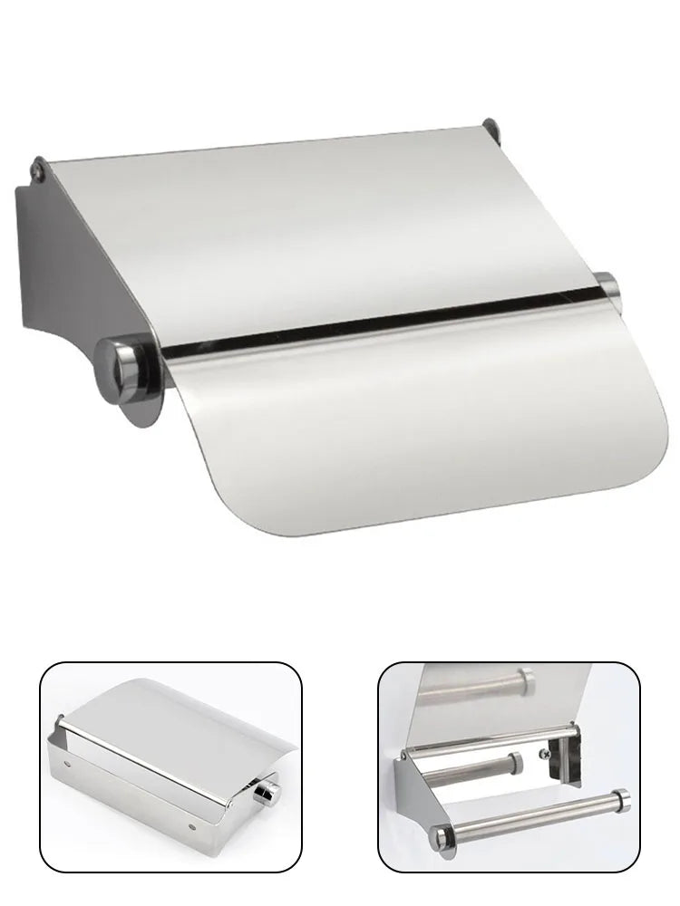 Toilet Roll Paper Holder Organizer Wall Mount Storage Stand Kitchen Bathroom No Drill Paper Stand Tissue Dispenser