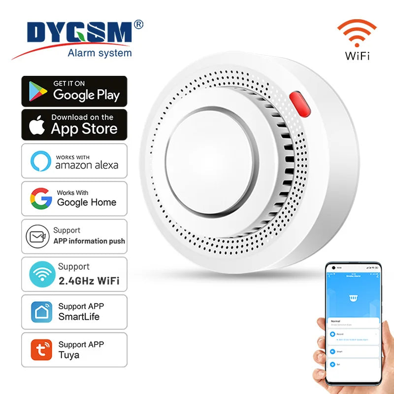 Tuya Smart WiFi Smoke Sensor Fire Protection Smoke Detector 85dB Sound Security System Firefighters Smartlife APP ControlSmoke DetectorsGoWisse.com