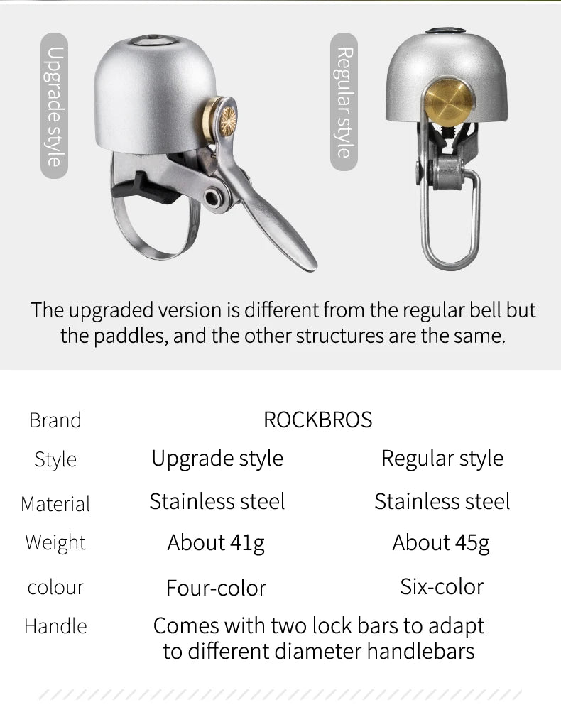 ROCKBROS Steel Copper MTB Bike Ordinary Bell Clearly Sounds Riding Bike Safety Horn Ultralight Cycling Bell Bicycle Accessories