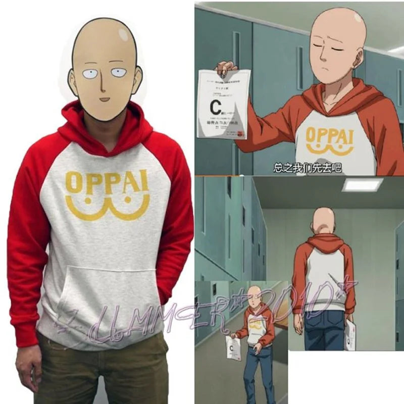 NEW Anime Saitama Oppai Hoodie Hooded Sweatshirt Hoodie Cosplay Costume Fleece Fashion Harajuku Jacket and Coat Brand Clothes