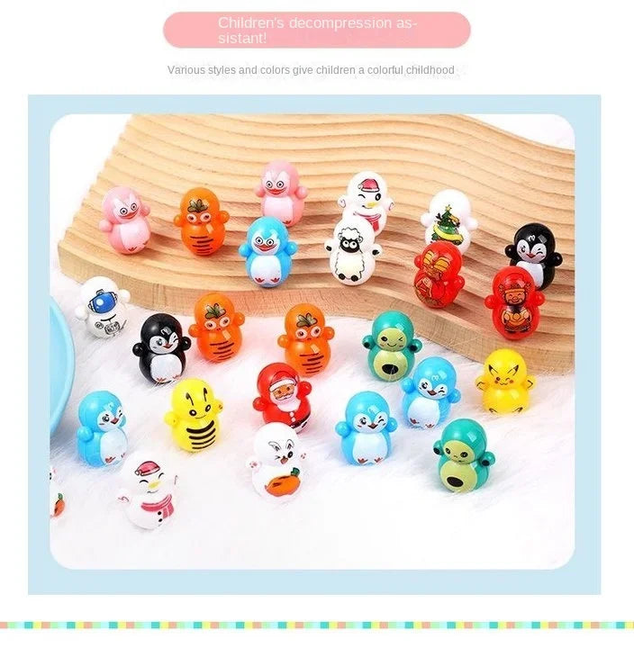 20pcs 3x3.6cm Mini Tumbler Toys,Mini Animal Toy Party Favors Toy for Kids Birthday Party Toys Self-righting Doll Bulk Toys