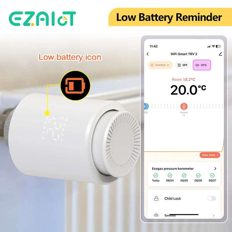EZAIOT Tuya ZigBee Smart TRV Thermostatic Valve Thermostat Radiator Actuator Temperature Controller Voice Alexa Google Home Alic