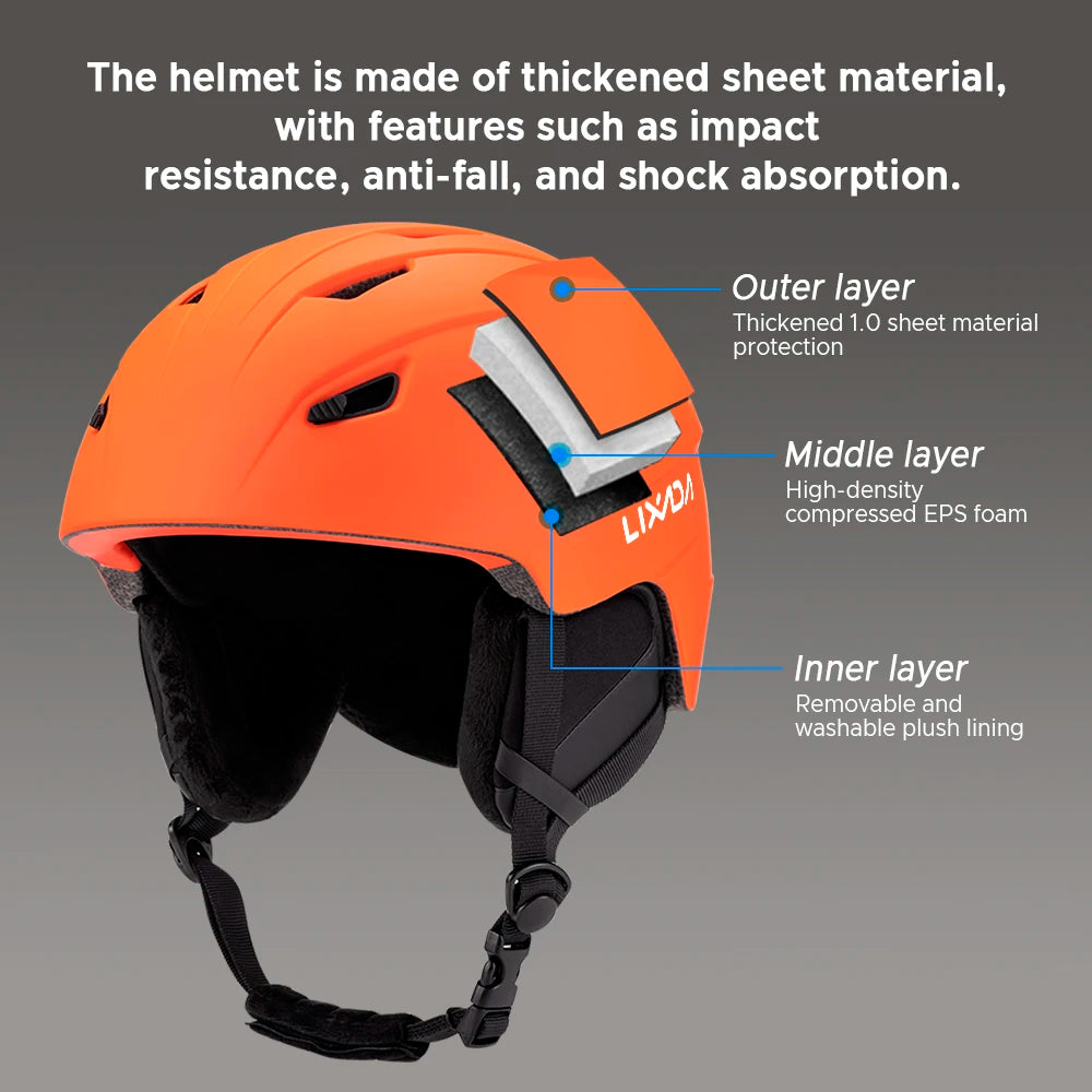 Ski Helmet Integrated Warm Snow Sports Helmet Adjustable Lightweight Comfortable Winter Snowboard Helmet with 14 Air Vent Holes