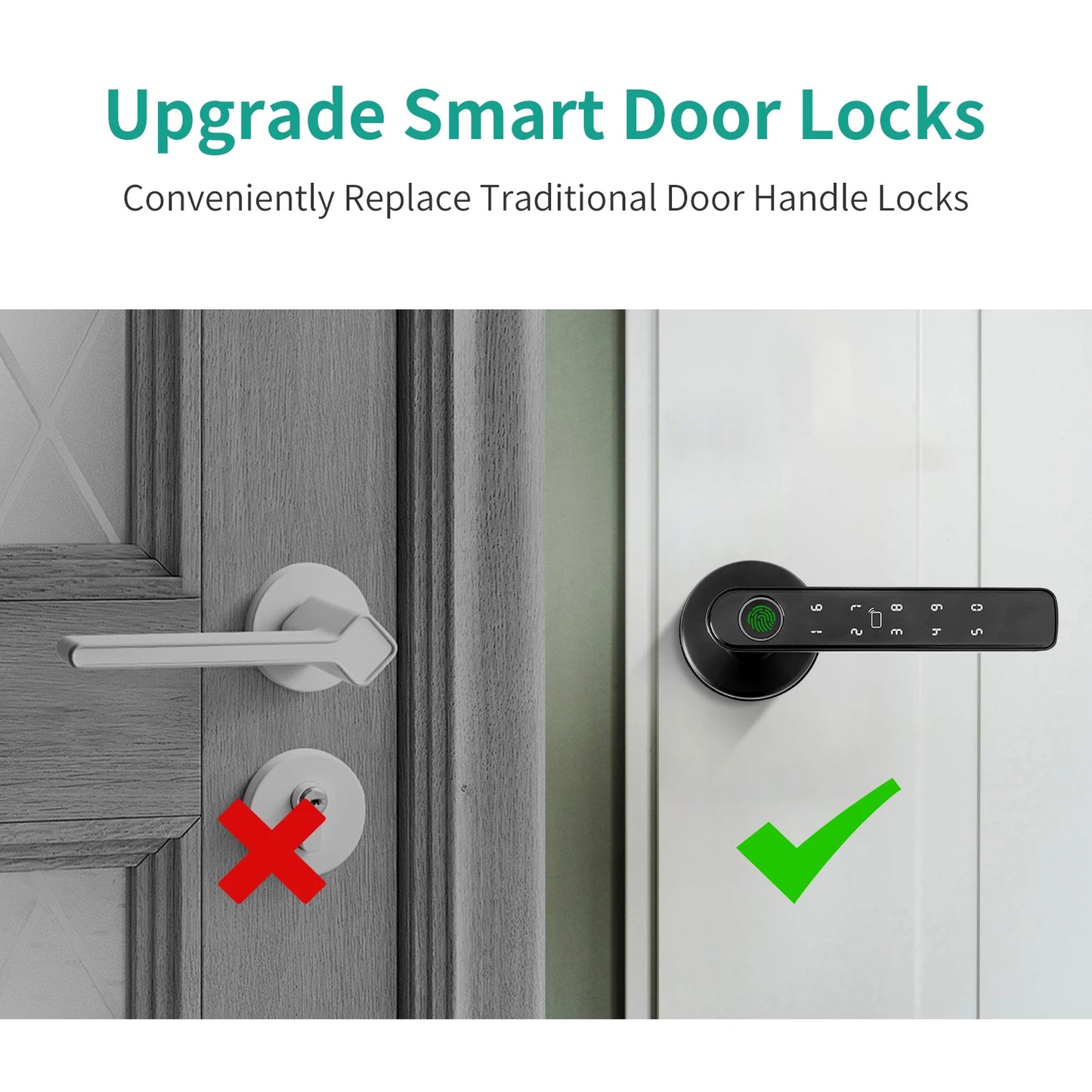 Tuya 5-in-1 Door Lock Smart Home Products Fingerprint Locks	Remote Control App Unlock Support Password IC Card Key Unlock