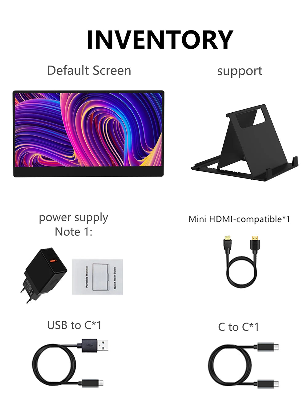 MUCAI N140-S36 Portable Display 14 Inch 60Hz Resolution 1366*768 TN Panel 250cd/㎡ Brightness 3ms Response Portable MonitorComputer MonitorsGoWisse.com