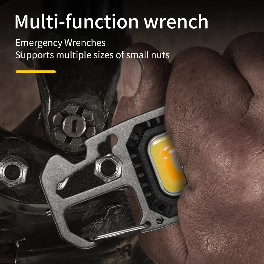 AmmToo Ultra Small Mini LED Light Rechargeable Keychain Light Outdoor Camping COB Work Light Portable Pocket Wrench Screwdriver