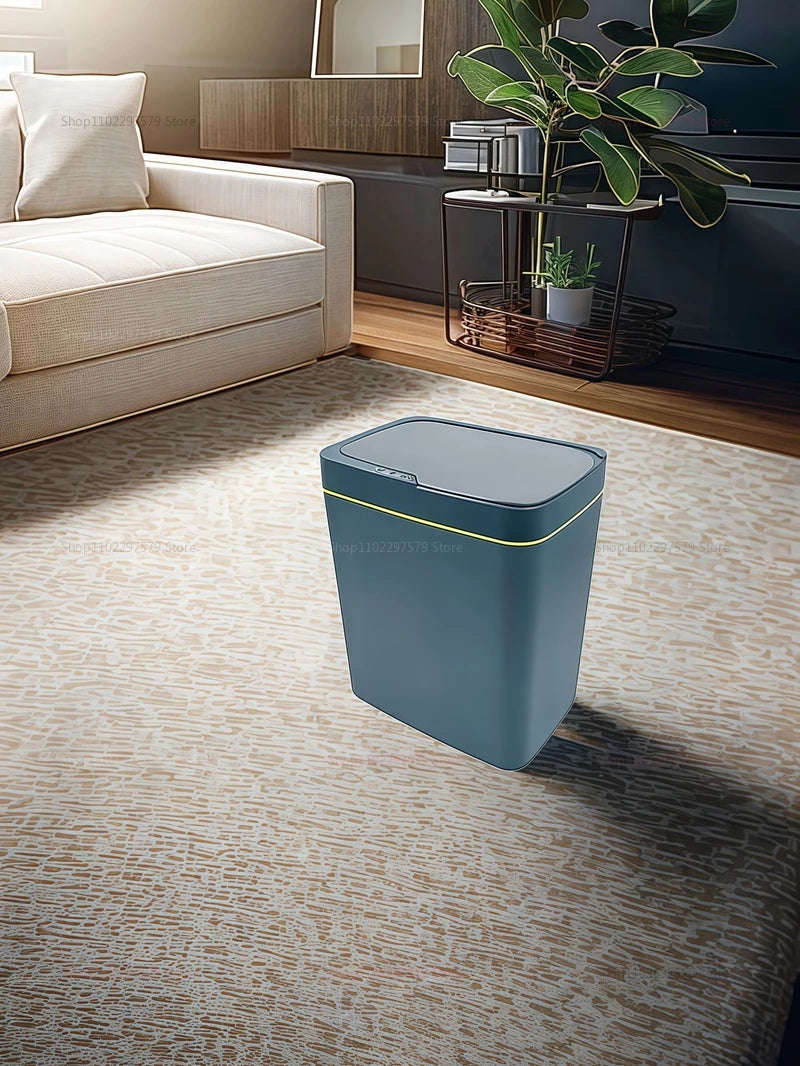15L Non-Contact Smart Sensor Trash Can Automatic Bagging Electric Bathroom Kitchen Smart Waste Bin for Home Office White
