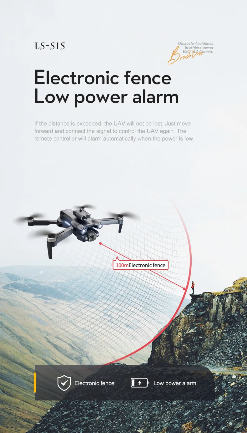 Popular S1S drone 8K high-definition dual camera brushless motor four axis foldable obstacle avoidance aircraft children's toy