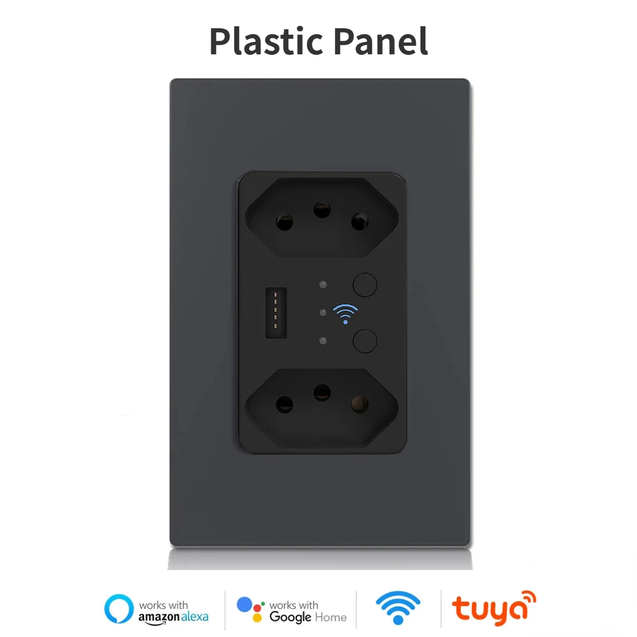 Melery Brazil WiFi Smart Wall Socket USB Tuya Electrical Plug Outlet PC/Glass Panel Alexa Google Home,Whole House Intelligence