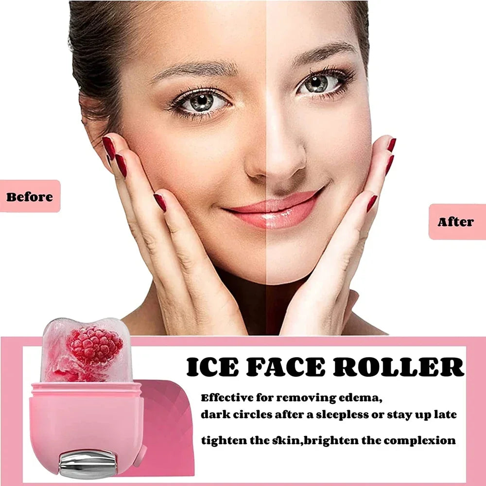 2In1 Silicone Ice Facial Roller Skin Care Beauty Lifting Contouring Tool GuaSha Roller Puffiness Skin Care Beauty Treatment Tool