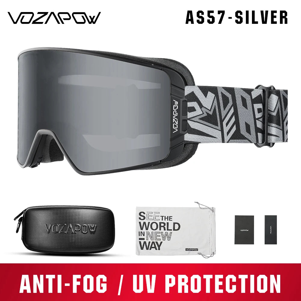 Vozapow Ski Goggles Magnetic Double Layer Anti Fog Professional Skiing Mask Men Women Super View Snowboard UV400 Snow Sunglasses