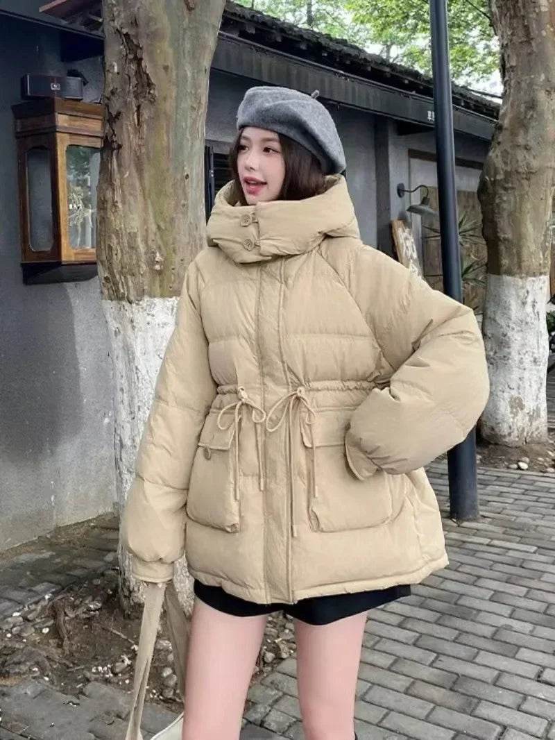 Puffer Jacket Women Warm Fashion Korean Mid-length Duck Down Coat Female 2024 New Winter White Duck Down Jacket Women