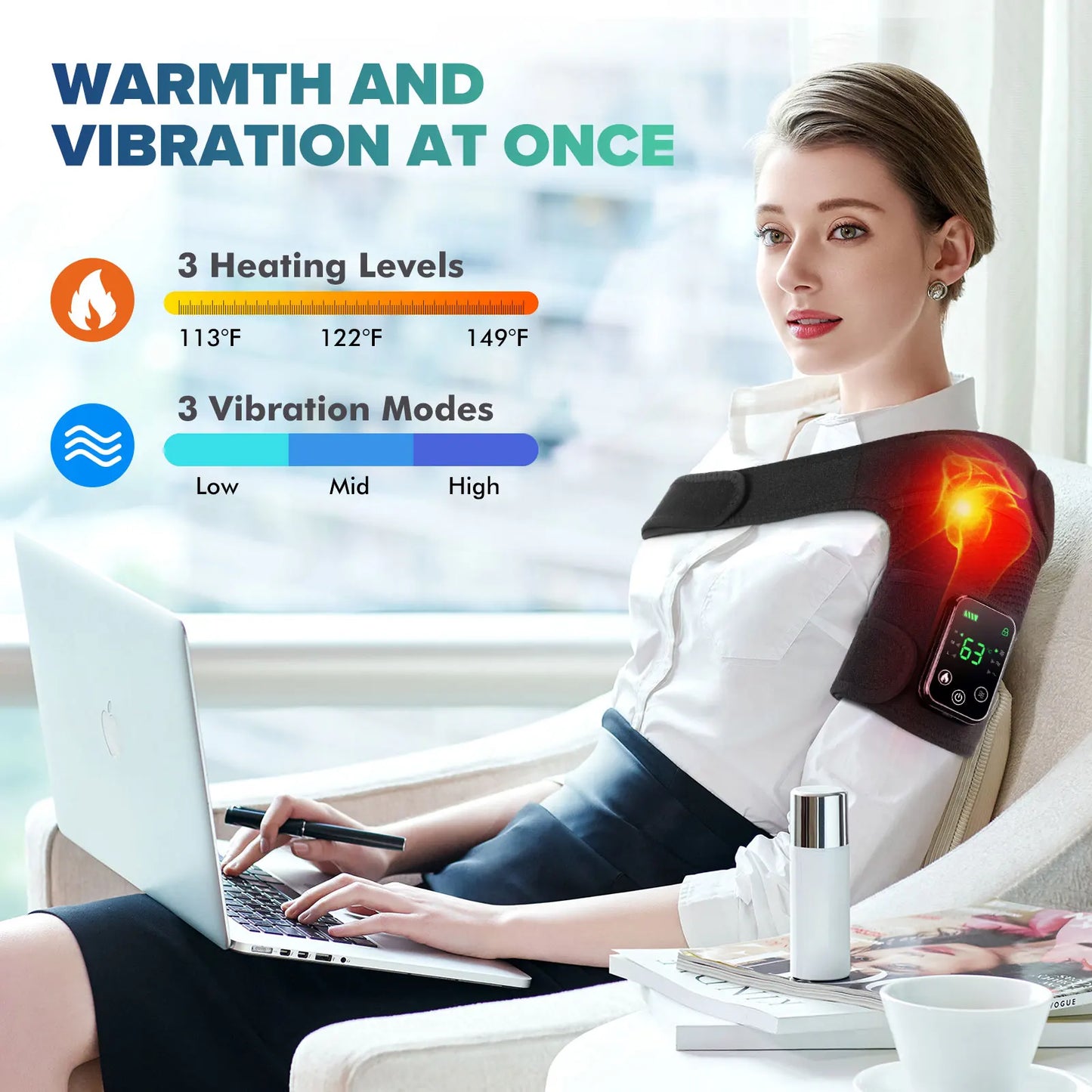 Electric Heating Shoulder Brace LED Display Vibration Shoulder Massage Support Belt Strap For Joint Brace Care Muscle Relaxation