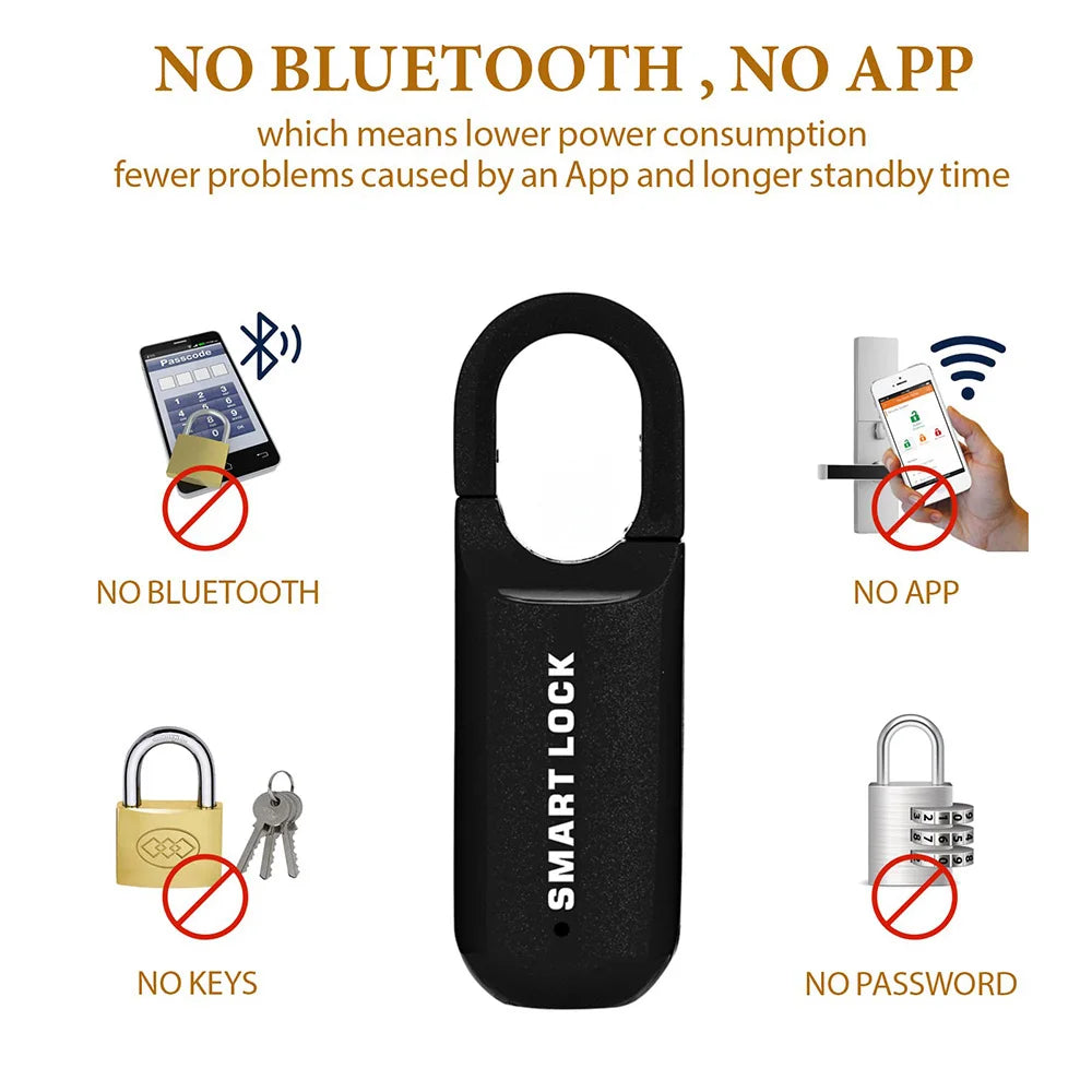 Fingerprint Padlock Smart Keyless Lock for Locker Rechargeable Gym Lock School Locker Lock Biometric Lock Backpack Lock Locker