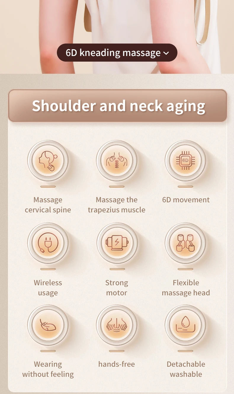 Wireless Electric Shoulder Massager Air Compress Kneading Multifunctional Neck Massager Shawl Massaging Muscle Relaxing