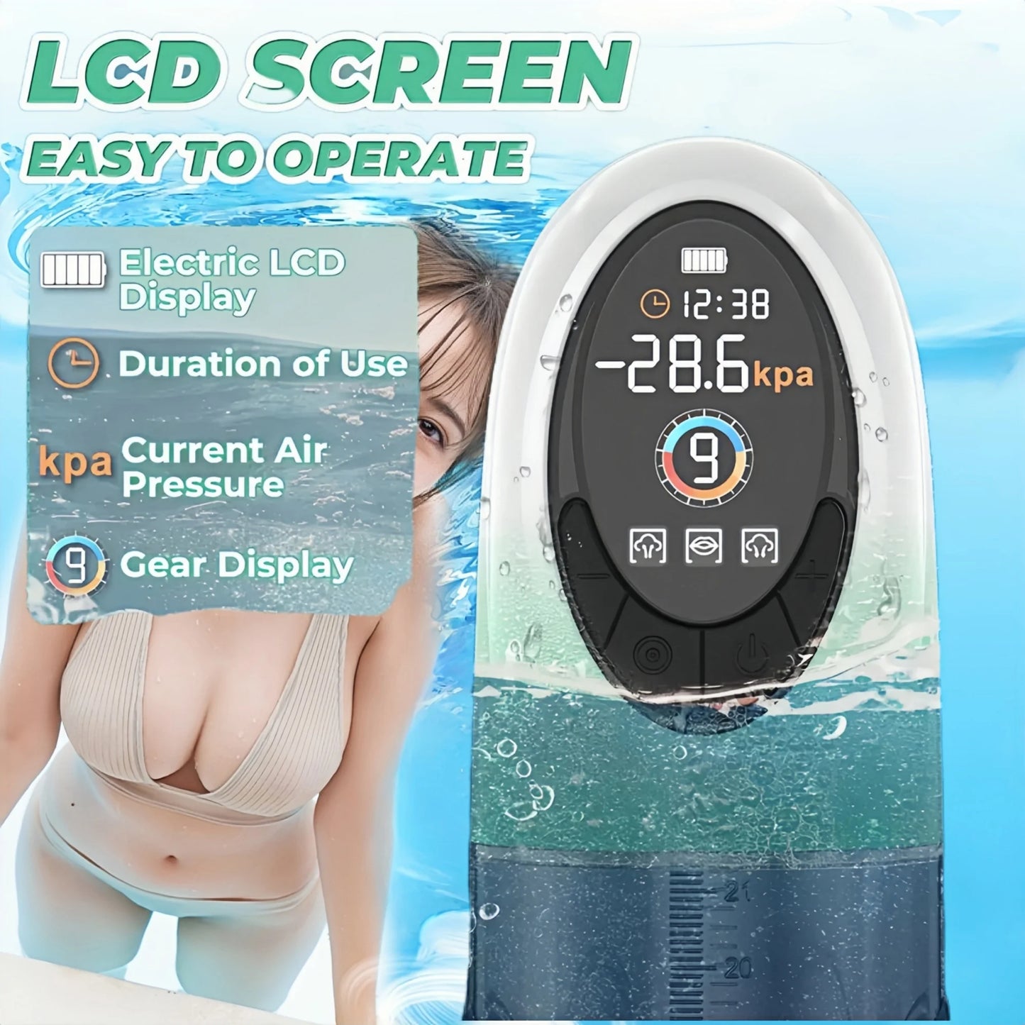 IPX7 Waterproof Electric Penis Pump for Enlargement Man Vacuum Pump Enlargement Extend Pump 4 Suction Levels 2 Silicone Sleeves