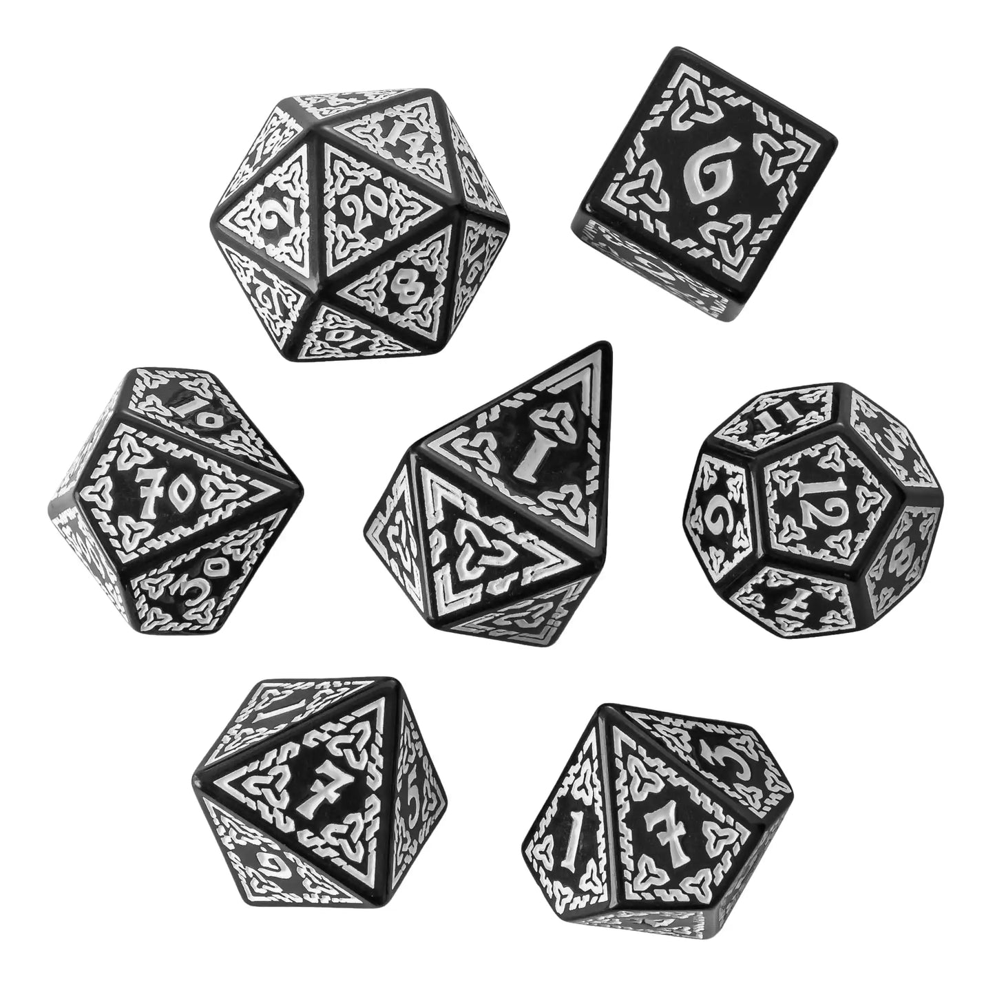 DND Celtic Knot Dice with Unique D4 7Pcs/Set New Pattern D4- D20 Polyhedral Dice for Role Playing Board Game D&D Tabletop Games
