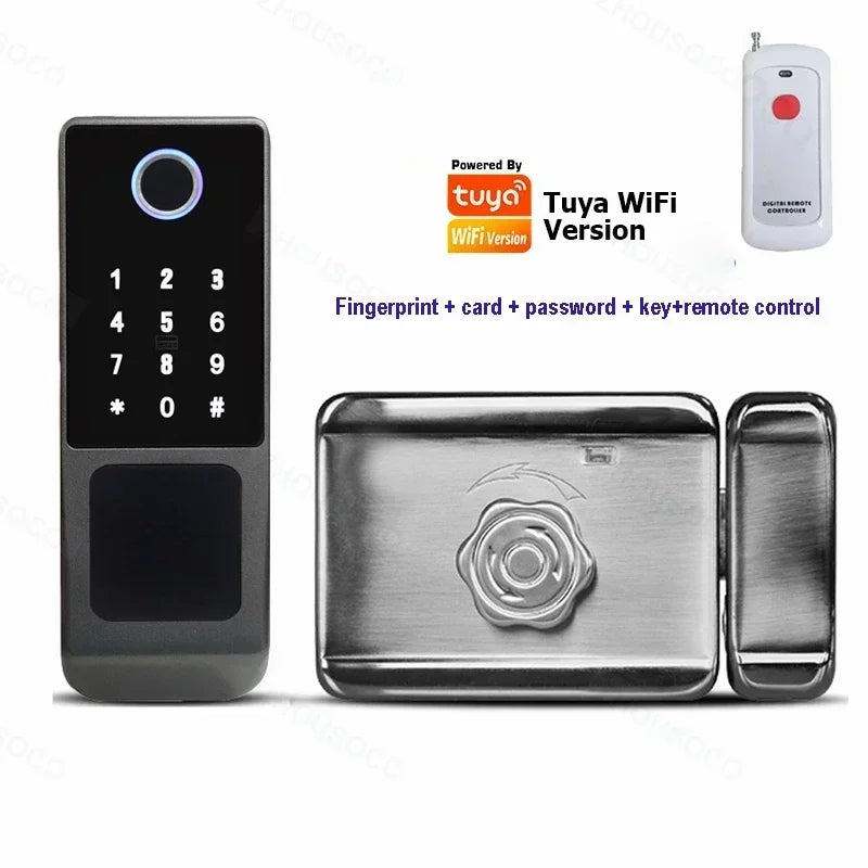 Tuya Wifi Waterproof Outdoor Smart Door Lock TTLock App Fingerprint Lock Card Code Remote Unlock Keyless Digital Electronic Lock
