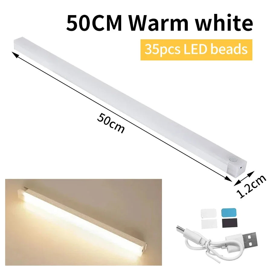 Motion Sensor LED Cabinet Light USB Rechargeable Wireless Night Lamp for Bedroom Kitchen Wardrobe Closet Staircase Lighting