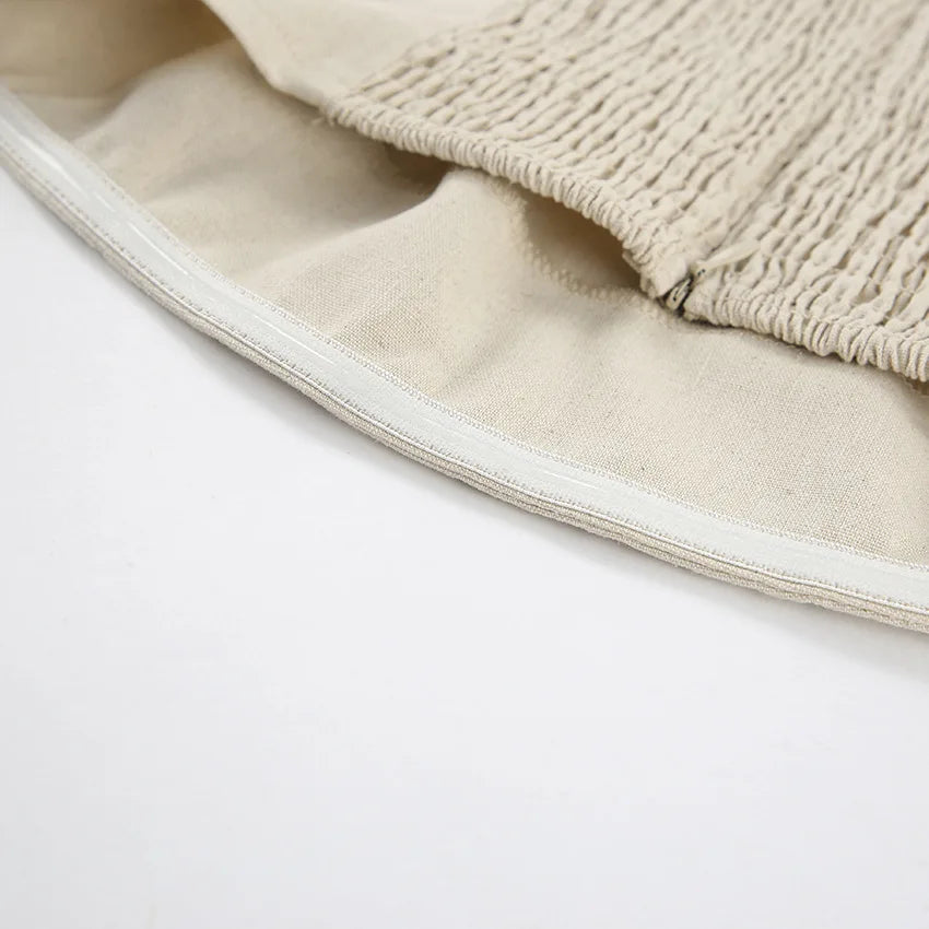 Minimalist Cotton Linen Design Strapless Dress Summer Women's Personal Street Elastic Backless Pocket Vacation Beach Dress