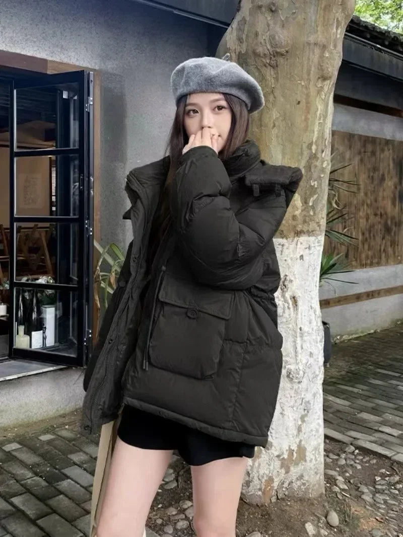 Puffer Jacket Women Warm Fashion Korean Mid-length Duck Down Coat Female 2024 New Winter White Duck Down Jacket Women