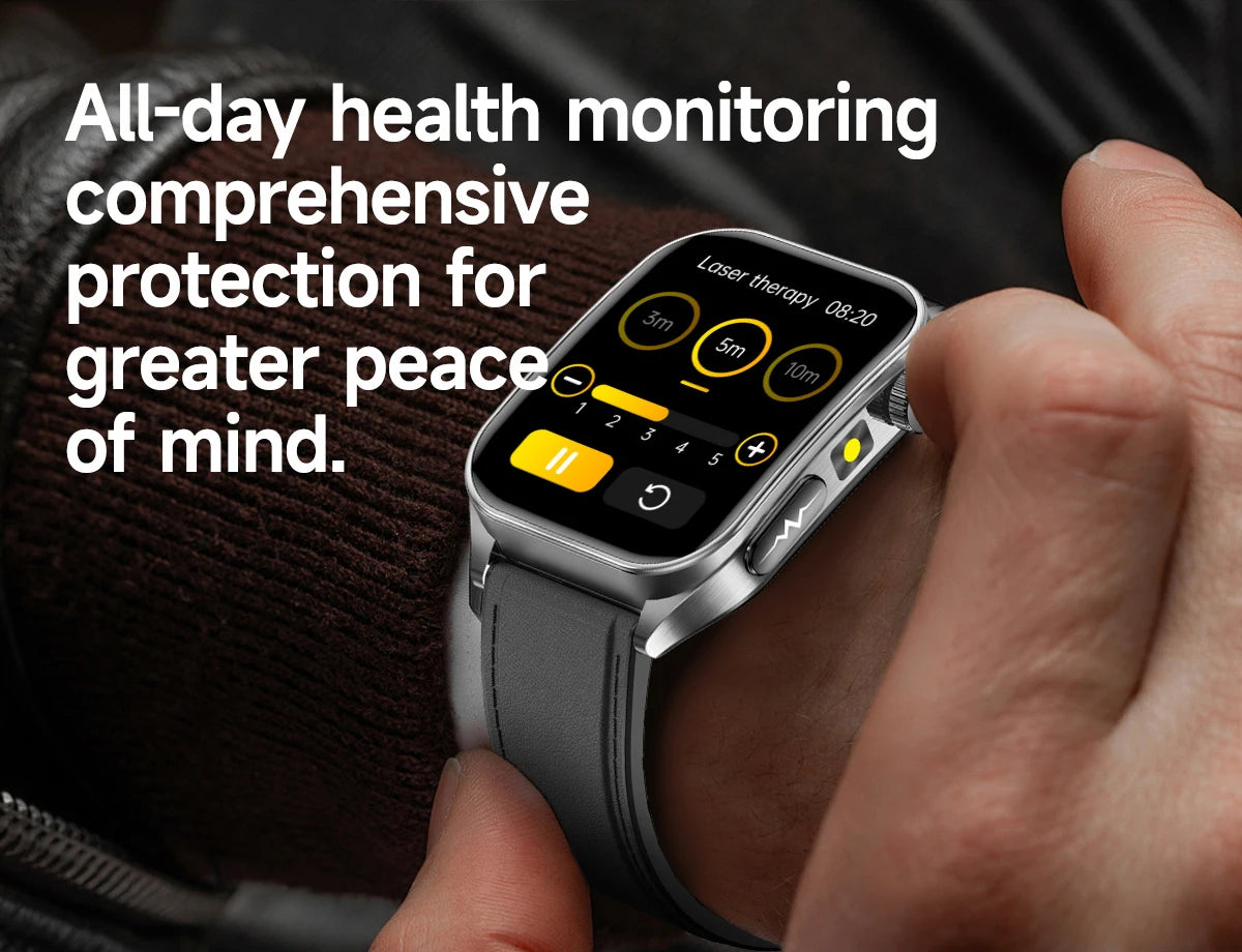 2025 New Mcro Phsical Examination 650nm Laser Therapy ECG Urci Acid Blood Fat Smart Watch Men Blood Pressure Heart Rate Bracelet