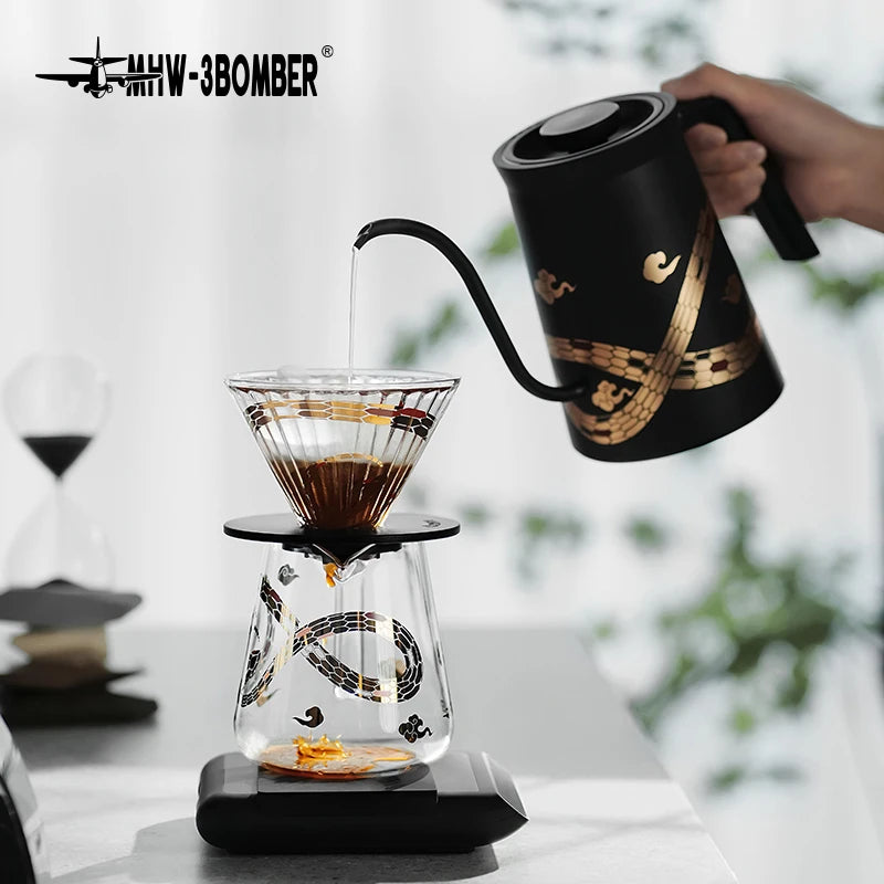 MHW-3BOMBER 220V Electric Kettle Gooseneck Pour Over Kettle Coffee Pot Precise Control Heating Water Boiler Barista Tool