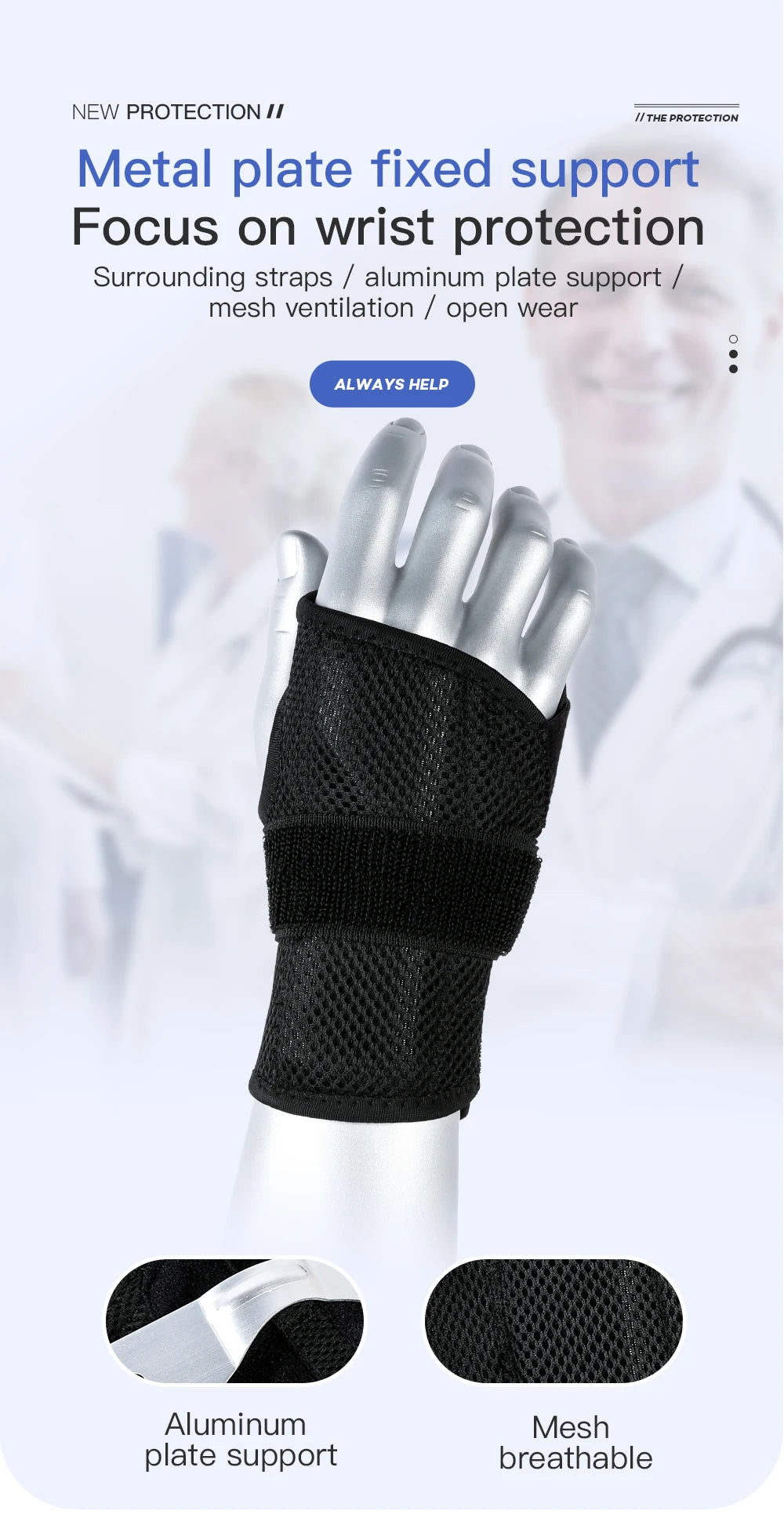 1PCS Wrist Splint Carpal Tunnel Protector Wrist Support Hand Brace Palm Wrap Wrist Injury Fracture Fixed Orthopedic Wristband