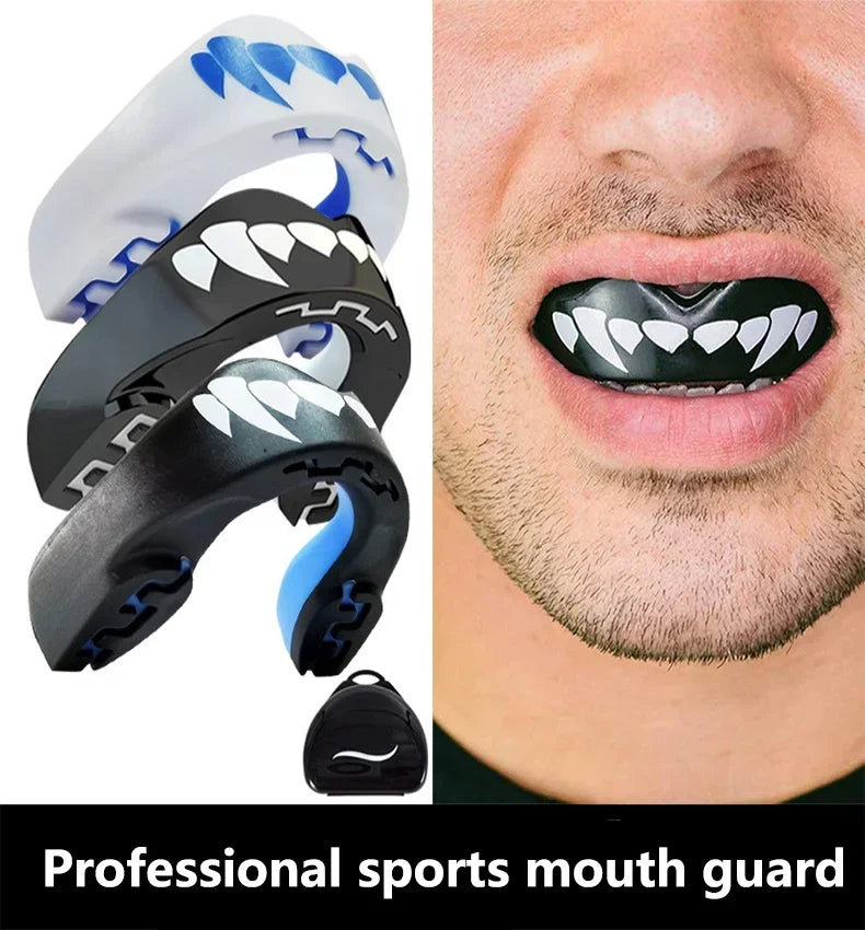 1PC Mouth Guard Sports- Teeth 3D Technology Double Layer Boxing Mouth Guard Perfect Fit Adults with Case - Boil & Bite Mouth
