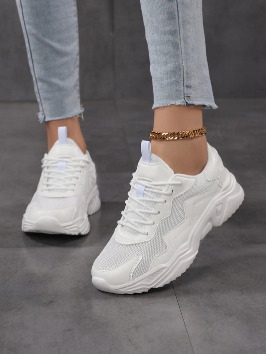 Lightweight Mesh Breathable Women's Sneakers Versatile Casual White Shoes for Comfortable Wear