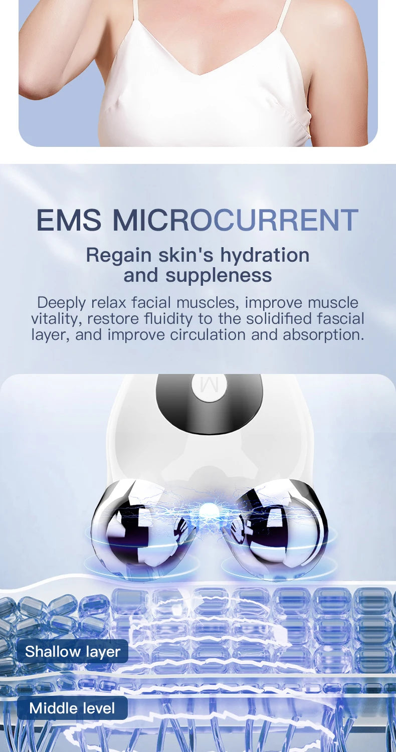 Portable Electric V-Face Lift Roller Massager EMS Microcurrent Sonic Vibration Facial Lifting Skin Tighten Massage Beauty Device