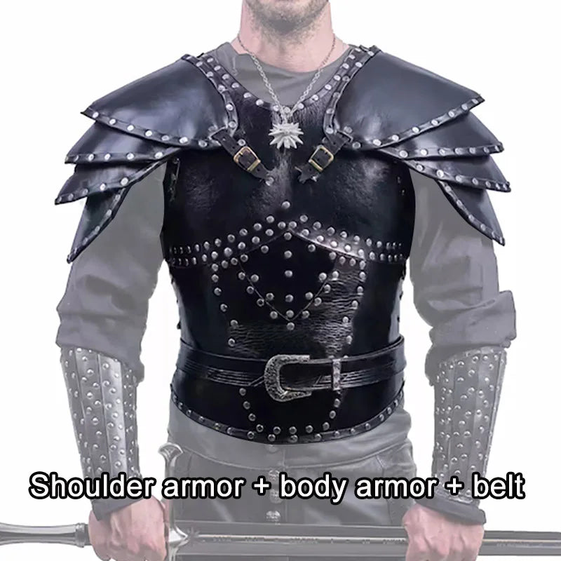 Medieval Viking Knight Shoulder Chest Armor Set Steampunk Breastplate Cuirass Gothic LARP Pauldrons Geralt Witch Cosplay Costume