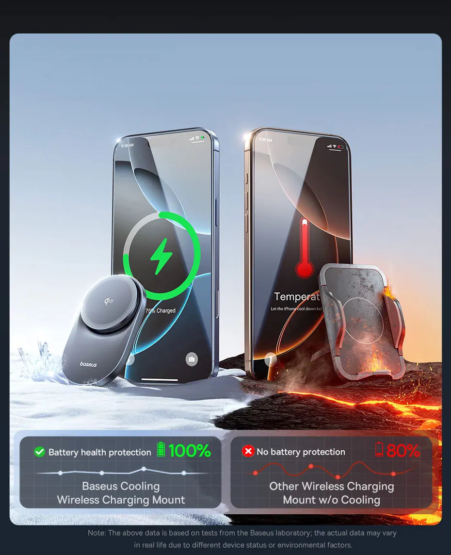 Baseus Qi2 15W Car Magnetic Wireless Charger For iPhone 16 15 14 Fast Charging For Samsung Xiaomi Car Phone Holder Cooling Fan