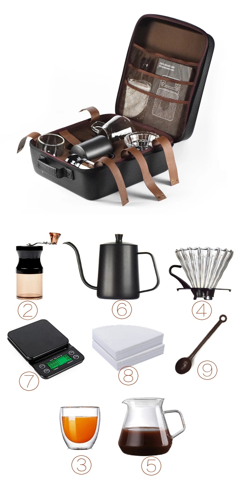 Luxury Coffee Gift Box Set Grinder Hand Pot Glass Drip Filter Household Coffee Coffee Christmas Gift Coffeeware