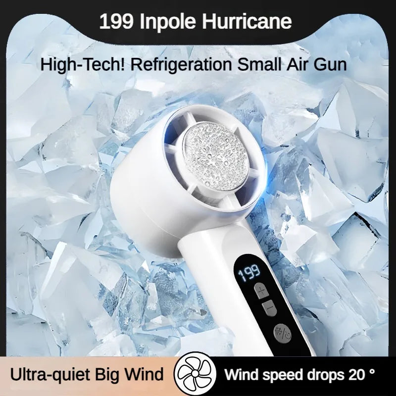Handheld Portable Fan 199-Speed Desktop Fan USB Rechargeable Cooling Refrigeration Fan LED Display For Home Office Travel 