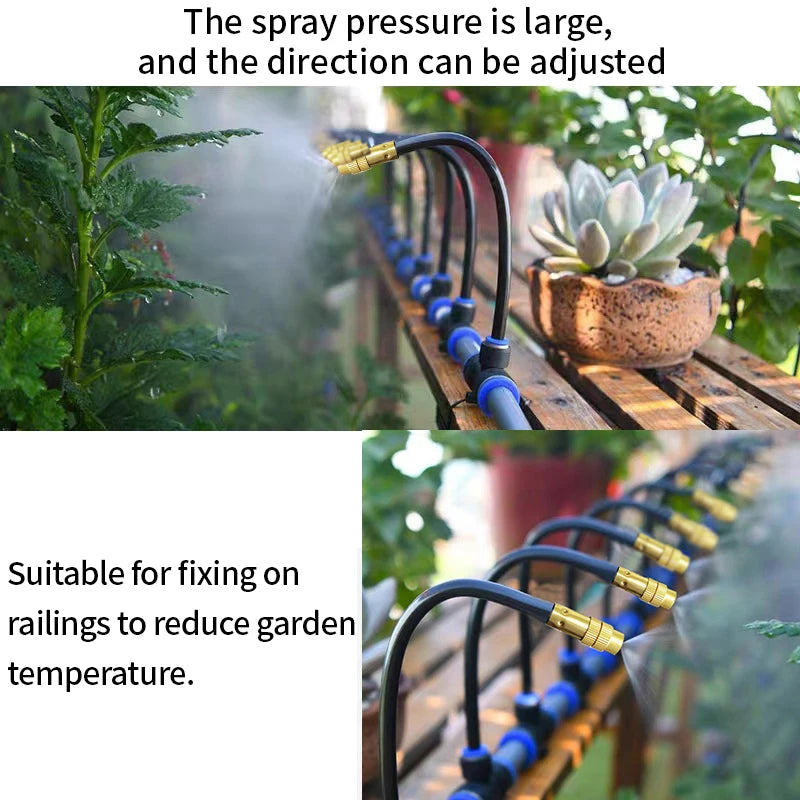 Automatic Sprayer System Patio Misting Cooling Adjustable Rotating Copper Atomizing Nozzle Nebulizer Sprinkler irrigation kit