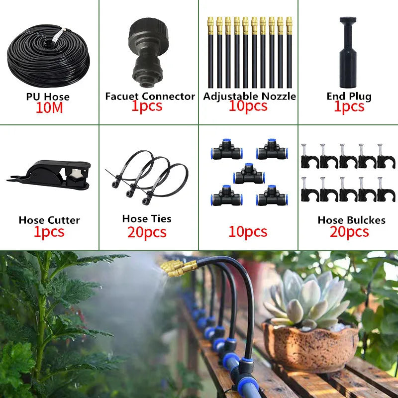 Automatic Sprayer System Patio Misting Cooling Adjustable Rotating Copper Atomizing Nozzle Nebulizer Sprinkler irrigation kit