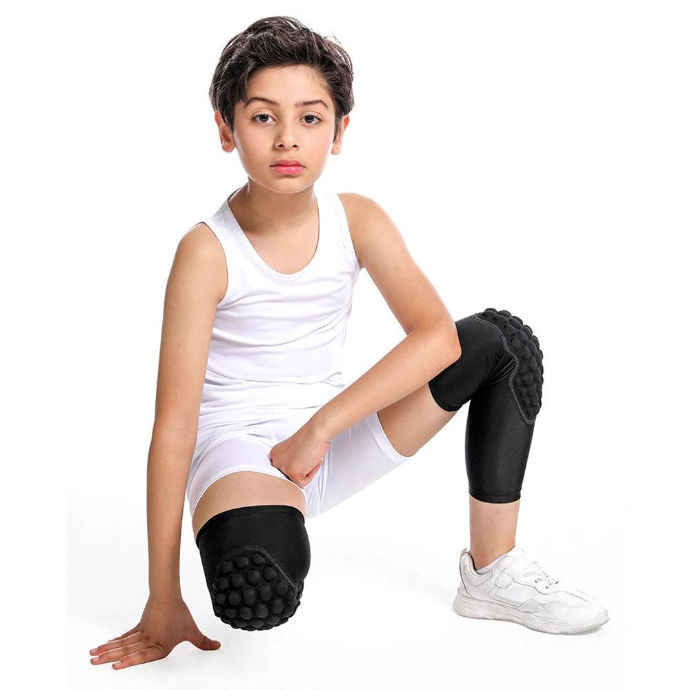 1Pair Youth Children Sports Anti-Collision Knee Pads Elastic Breathable Knee Support for Cycling Basketball Football Skateboard