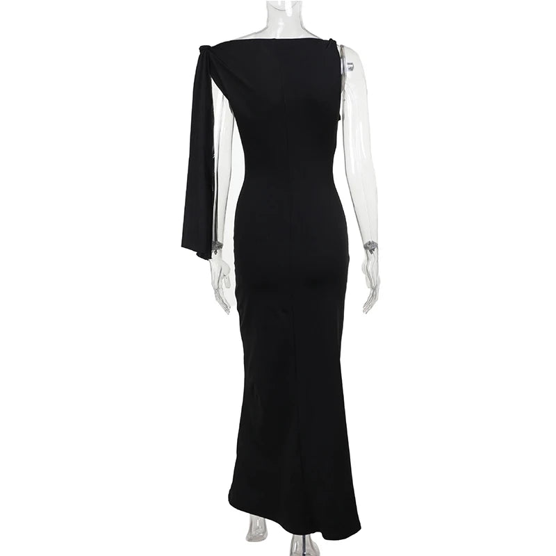Women's Hot Sweetheart Long Dress New Fashion Asymmetric Temperament Slim Package Hip Simple Tie Dresses