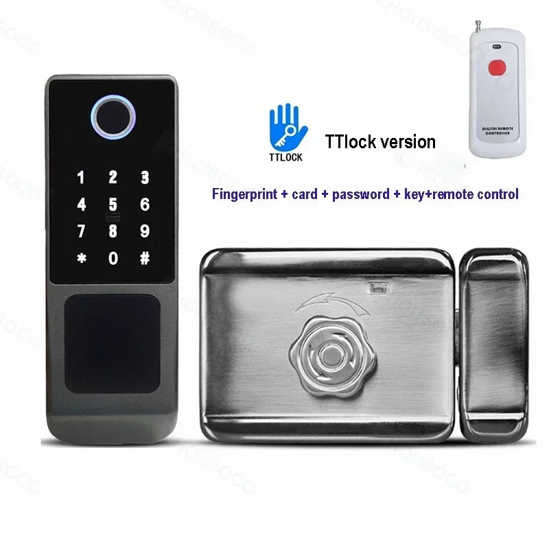 Tuya Wifi Waterproof Outdoor Smart Door Lock TTLock App Fingerprint Lock Card Code Remote Unlock Keyless Digital Electronic Lock
