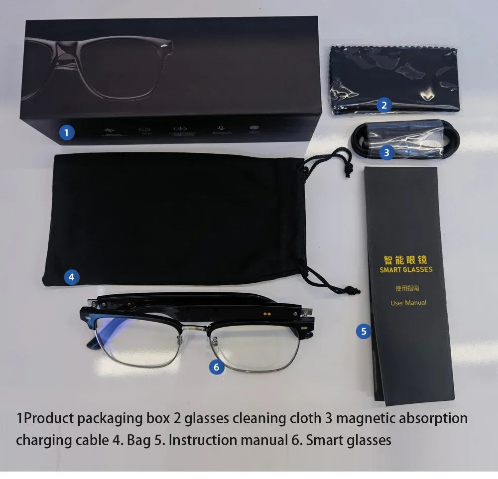 For Xiaomi E13 Smart Glasses:Blue Light Filtering Polarized Sunglass Lenses Audio Built-in Mic & Speakers Touch Voice Assistant