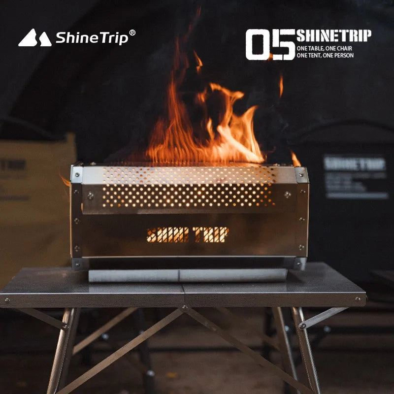 ShineTrip Camping Portable Stainless Steel Folding Table BBQ Heat Resistant Table Outdoor Honeycomb Tabletop Incinerator