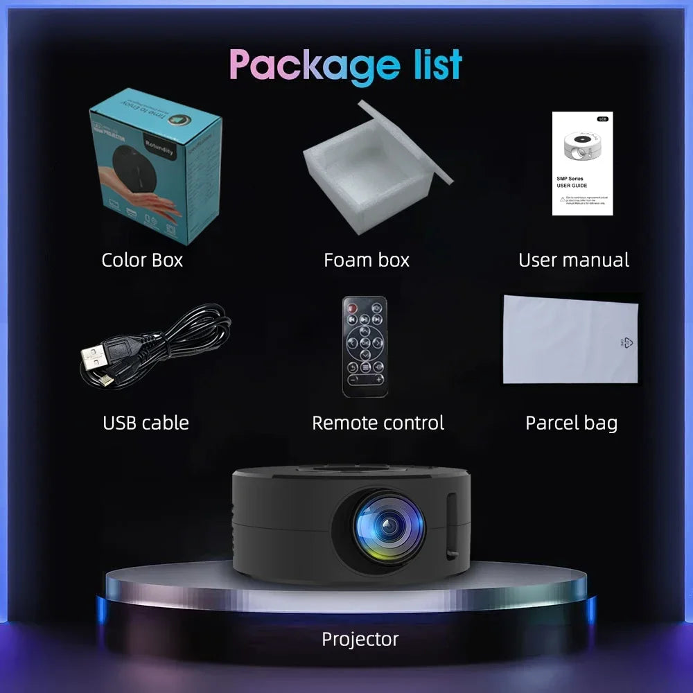 YT200 mini projector led mobile video home theater media player kids gift cinema wired same screen projector for iPhone Android