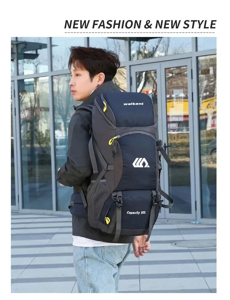 50L Travel Backpack Camping Bag For Men Large Hiking Bag Tourist Rucksack Waterproof Outdoor Sports Climbing Mountaineering Bag