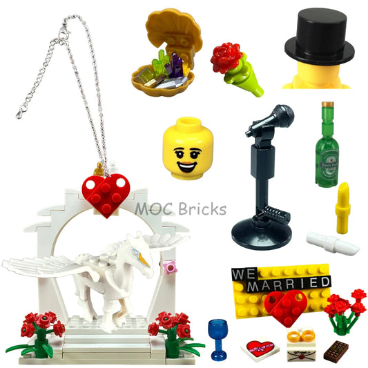 MOC Bricks Figure bracelet diamon bride groom Marriage Marry wedding Chain Building Blocks Assembled Kids Friends Toys Gift