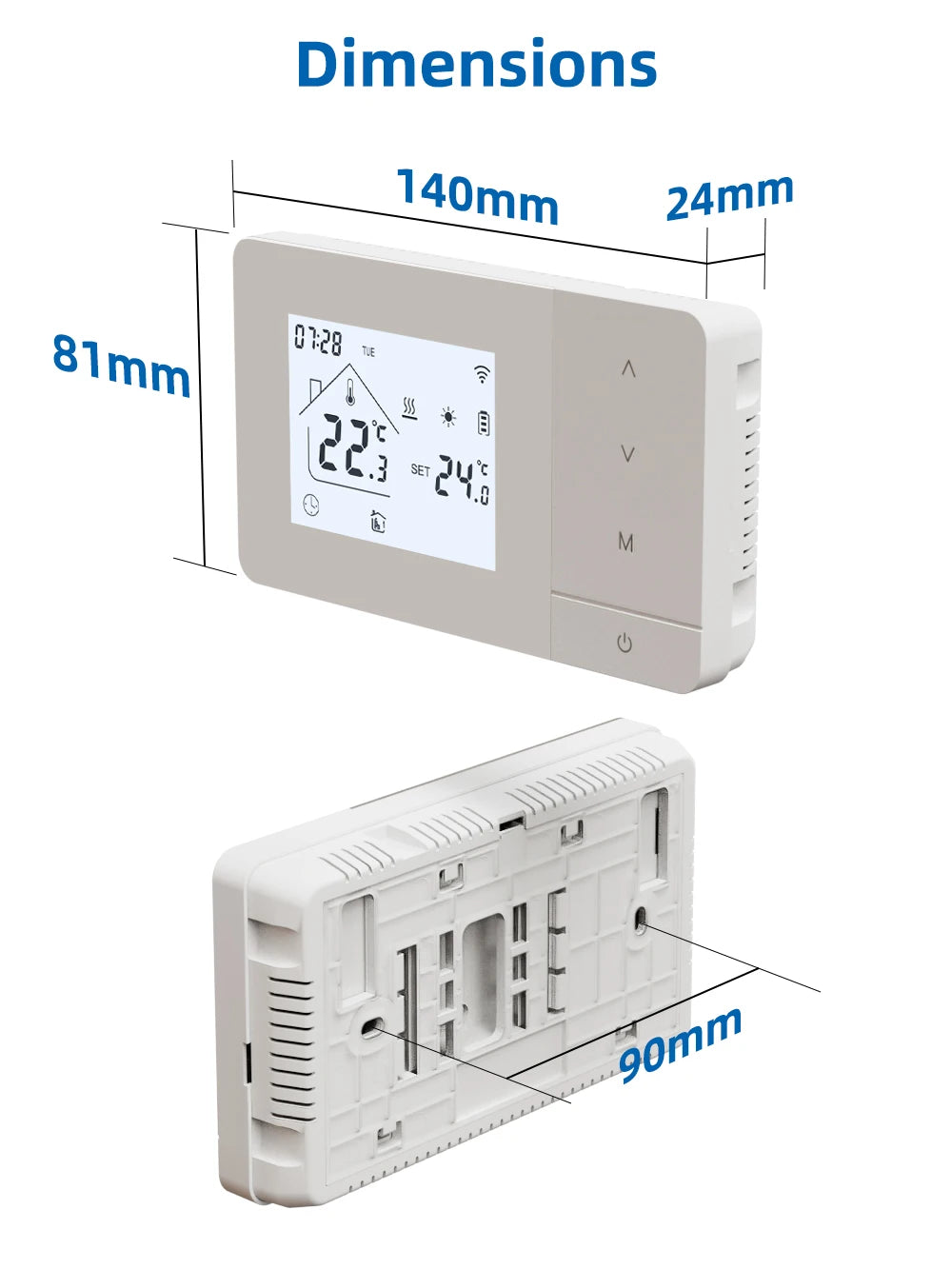 Smart Tuya WiFi Thermostat for Gas Boiler Heating /Cooling Powered by Battery/USB Works With Alexa Google Home