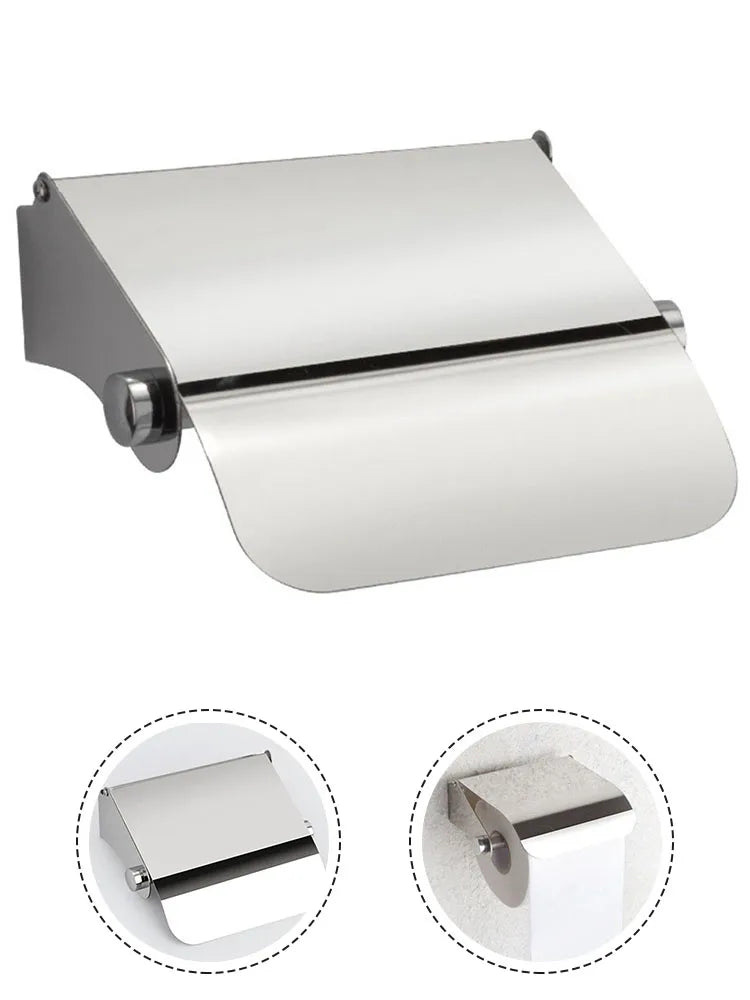Toilet Roll Paper Holder Organizer Wall Mount Storage Stand Kitchen Bathroom No Drill Paper Stand Tissue Dispenser